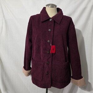 NWT Boston Traders Dark Red Corduroy Button Jacket M